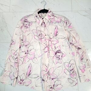 Zara pink & cream floral blouse - Size L - NEW with tags!